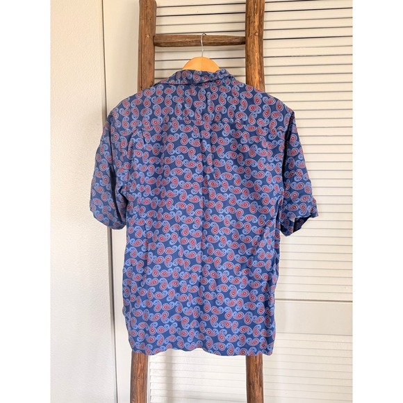 Neiman Marcus Silk Paisley Button Down Short Sleeve Shirt Mens Size M - Picture 2 of 3